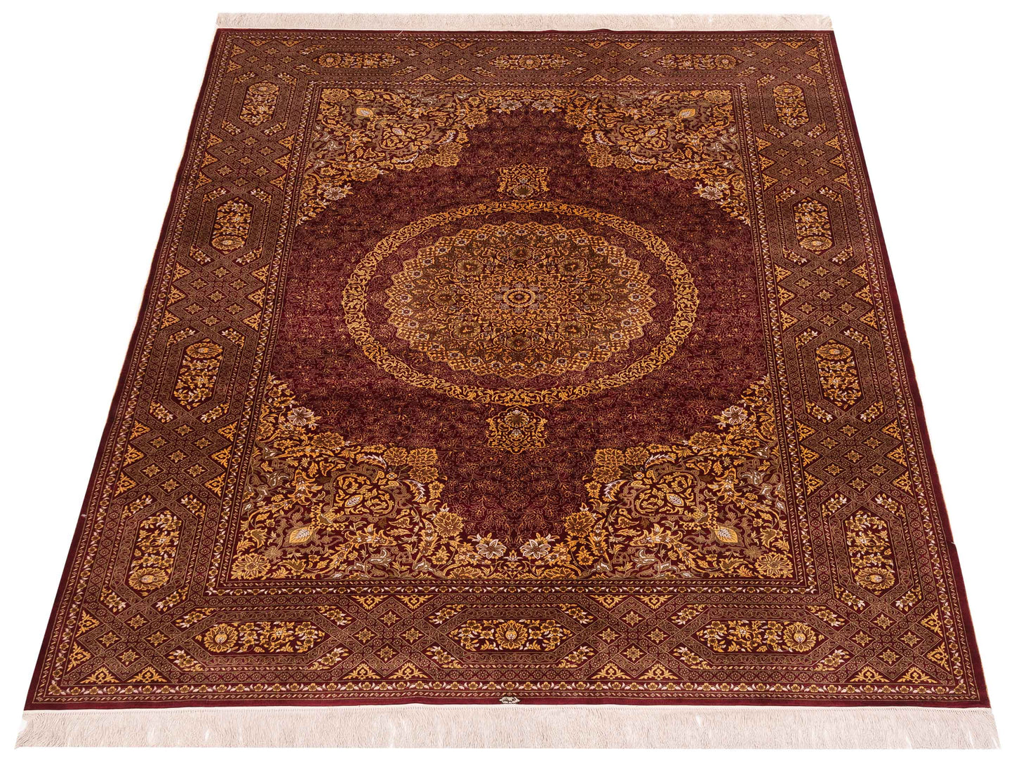 Pure Silk 122072 Red Red 5.7x8.1 Hand Knotted Rug