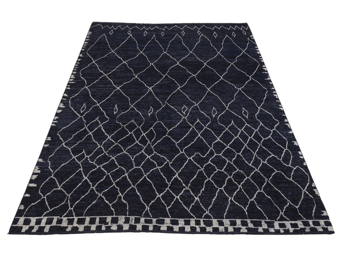 Berber Aspendos Navy Ivory 11.8x15.11 Hand Knotted Rug