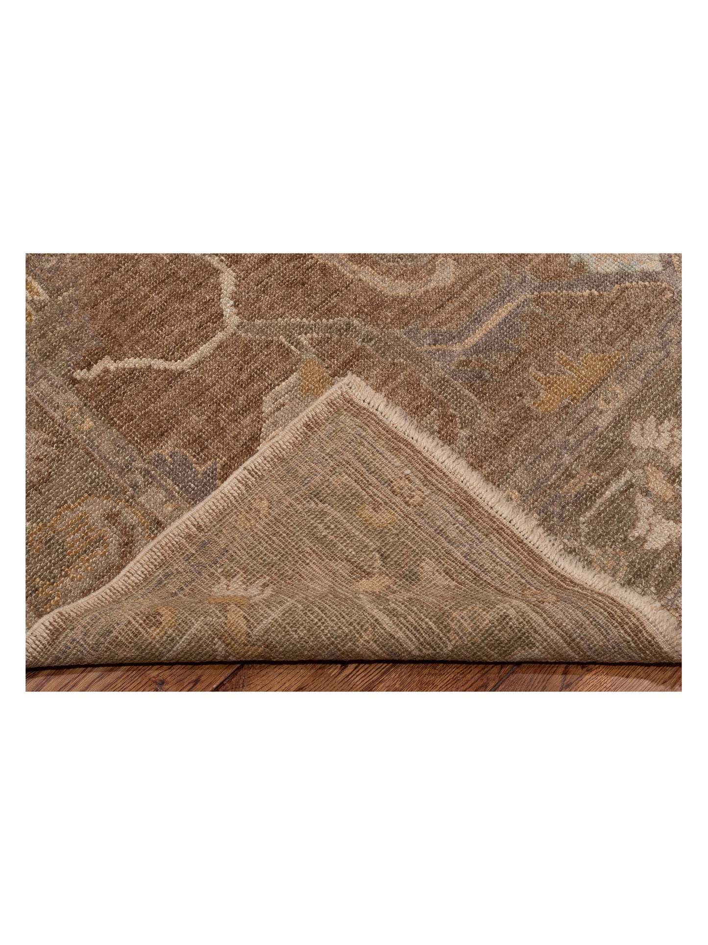 Angora Oushak 120935 Brown Green 6x8.9 Hand Knotted Rug