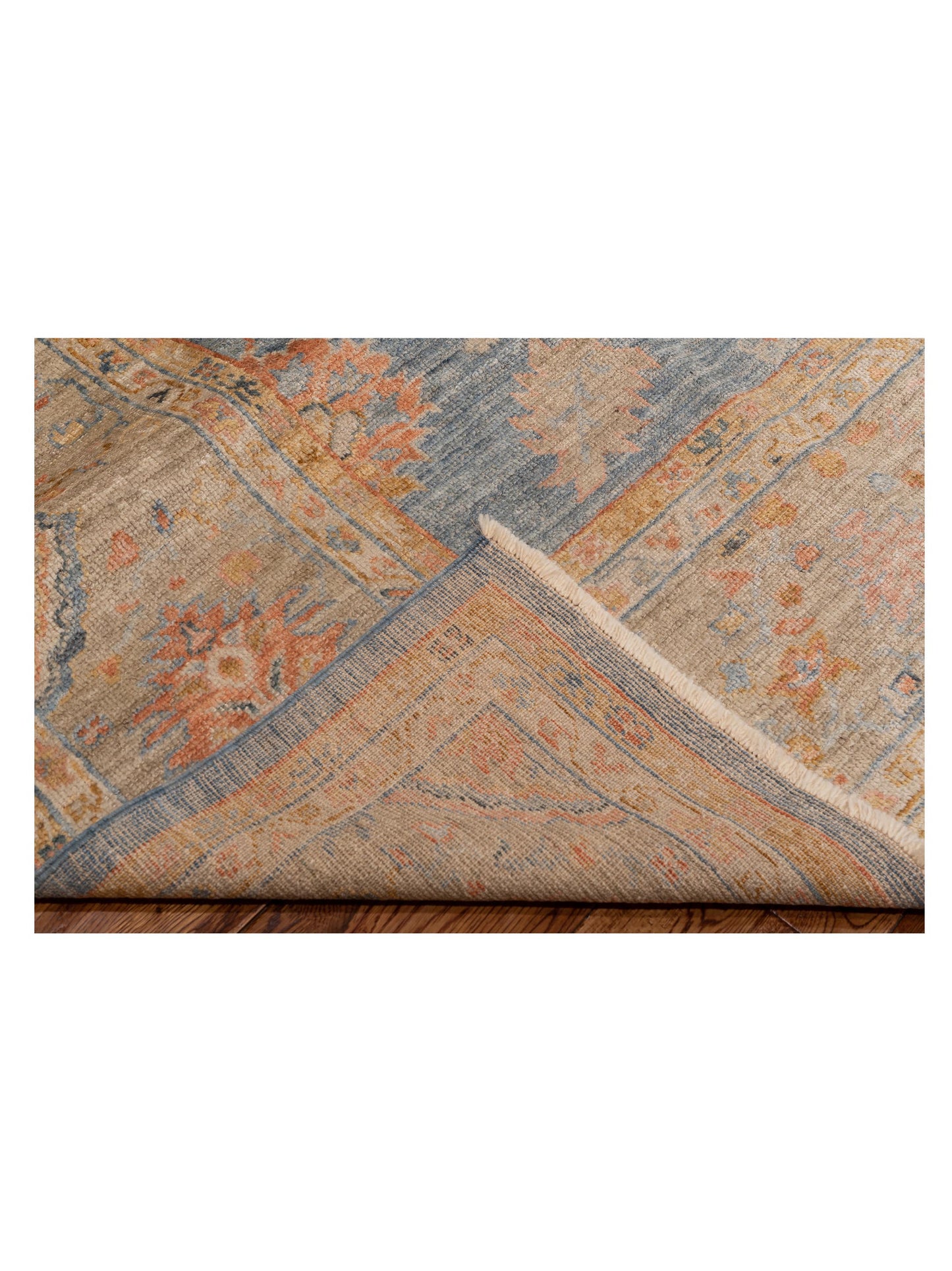 Angora Oushak 149257 Blue Light Brown 10.3x13.4 Hand Knotted Rug