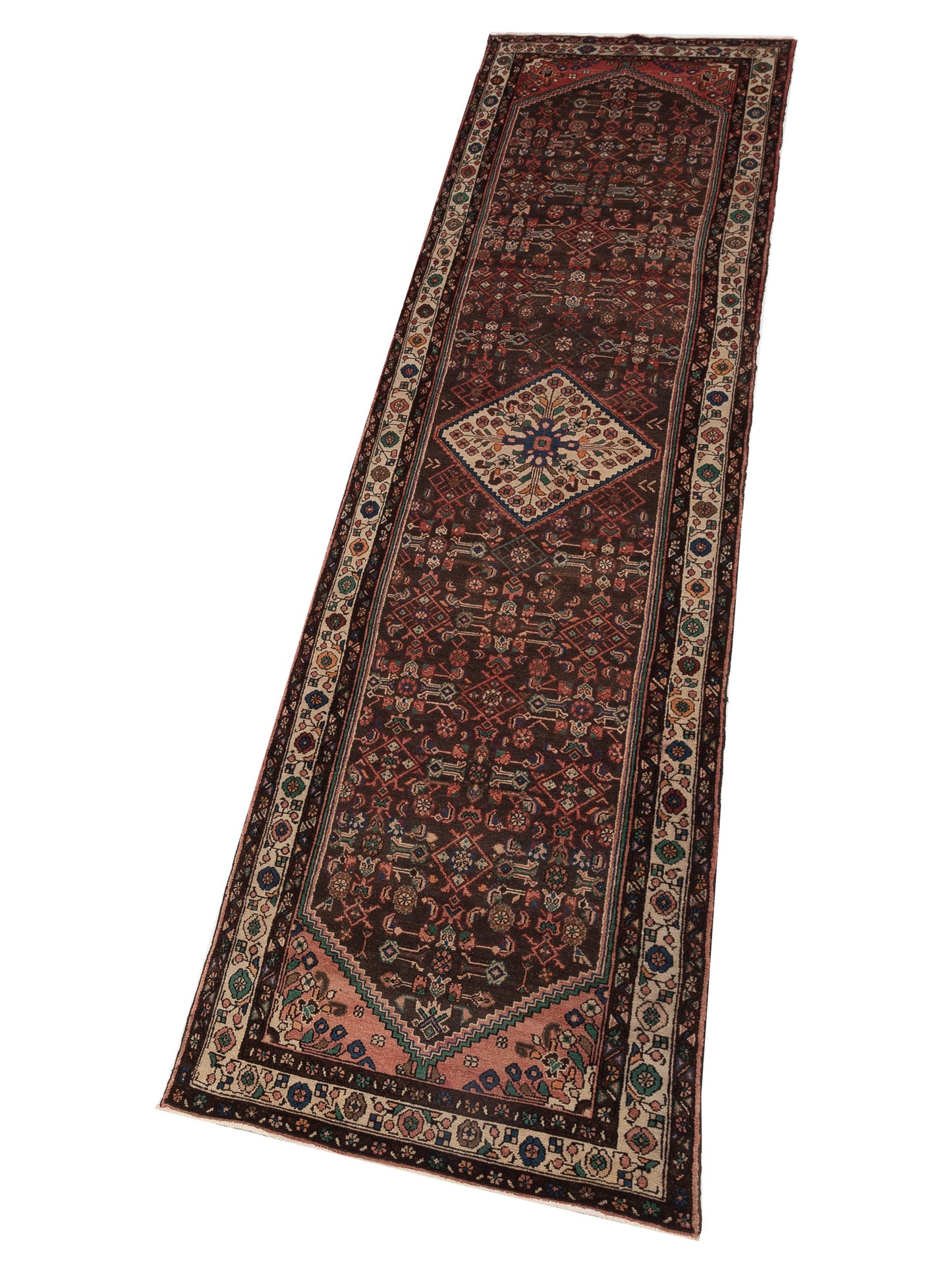 Persian 82812 Rust Brown 3.7x14.4 Hand Knotted Rug