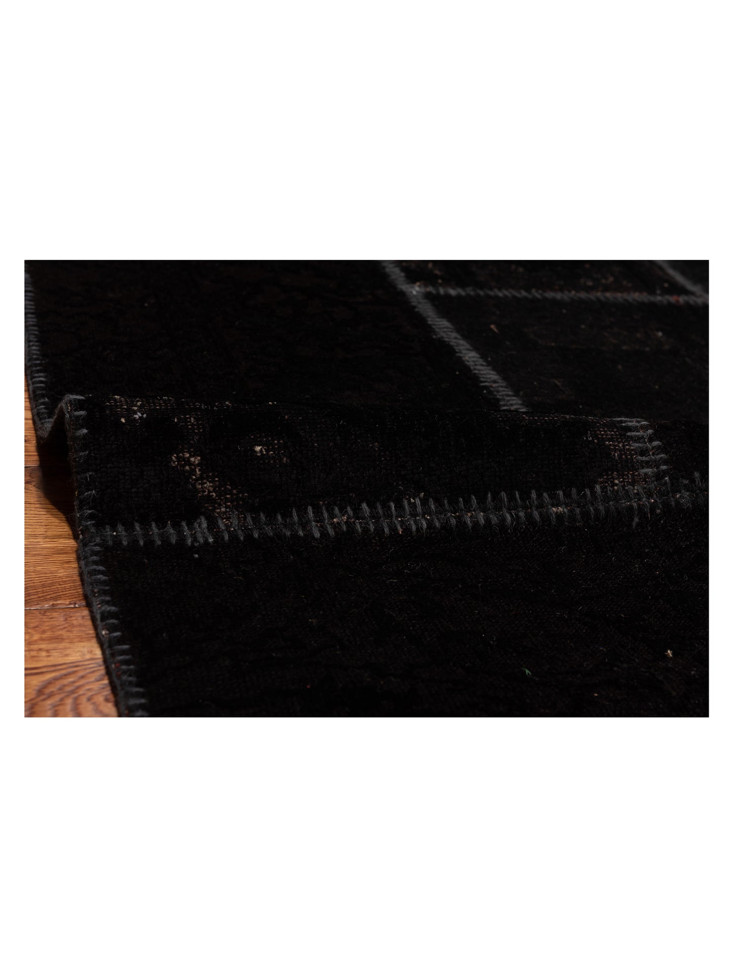 Turkish Vestige Patchwork 109472 Black 7.10x9.9 Hand Knotted Rug
