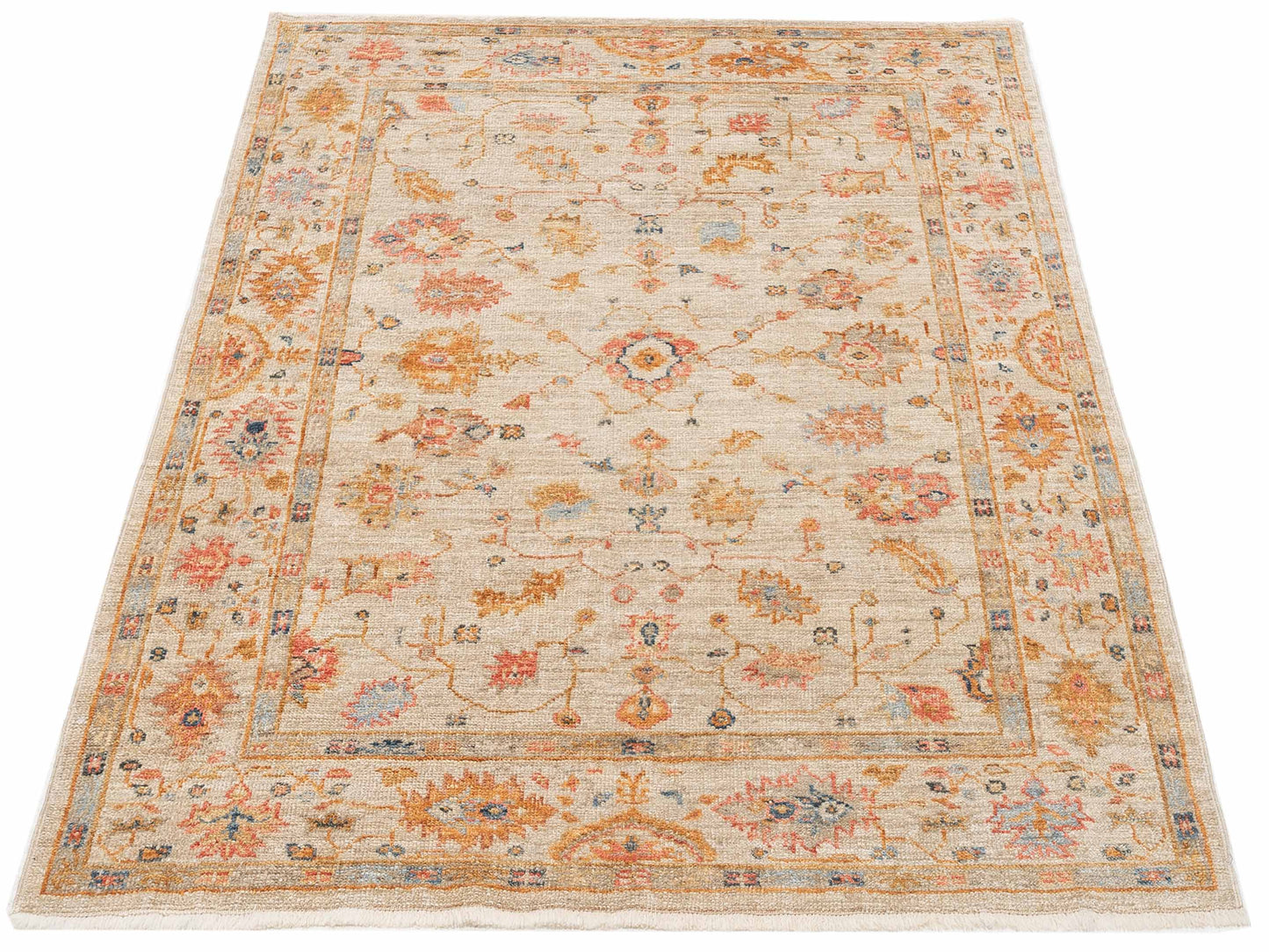 Angora Oushak 146552 Ivory Ivory 5.1x6.9 Hand Knotted Rug