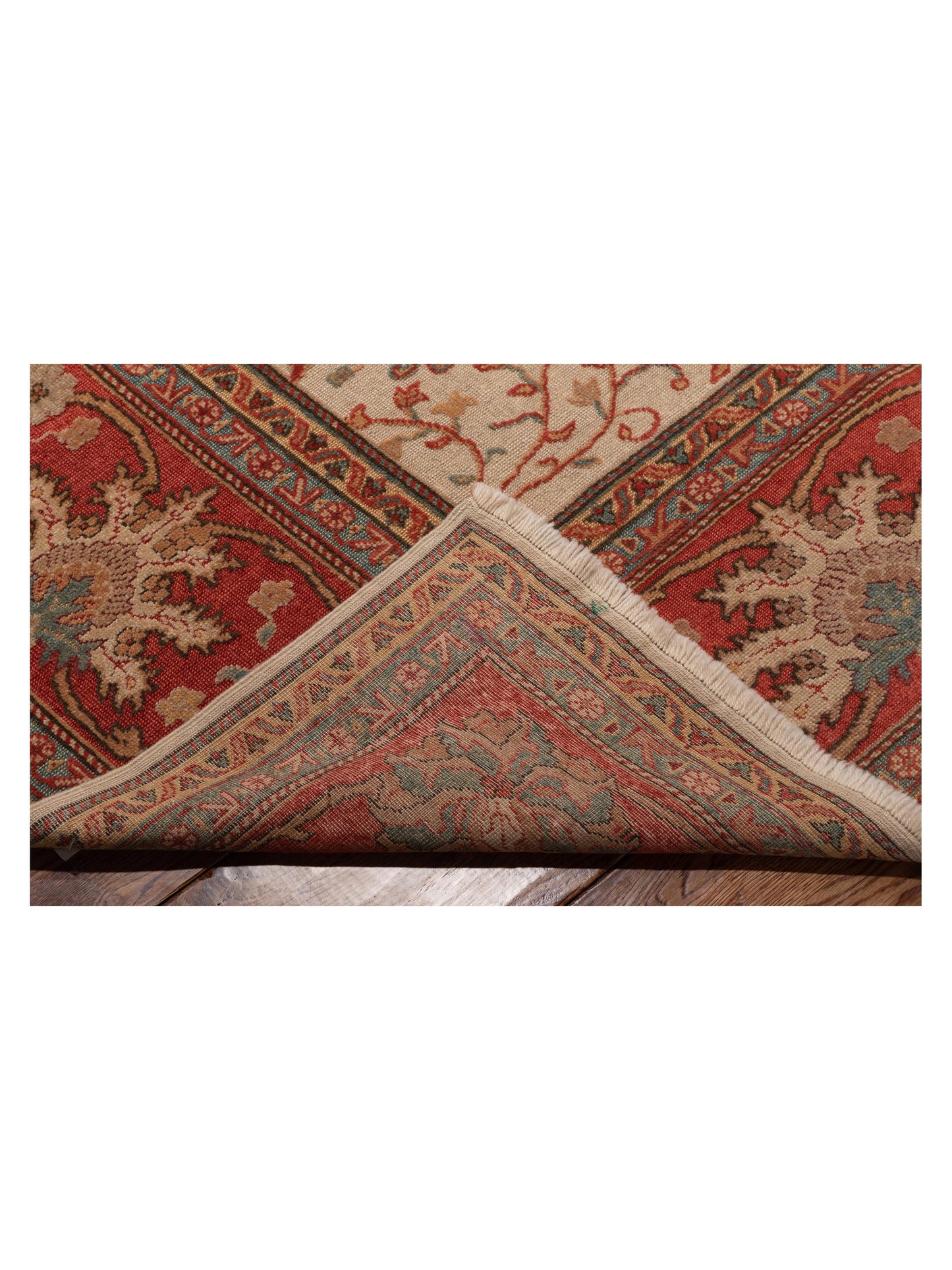 Antique Loom 108036 Ivory Rust 12.1x17.10 Hand Knotted Rug
