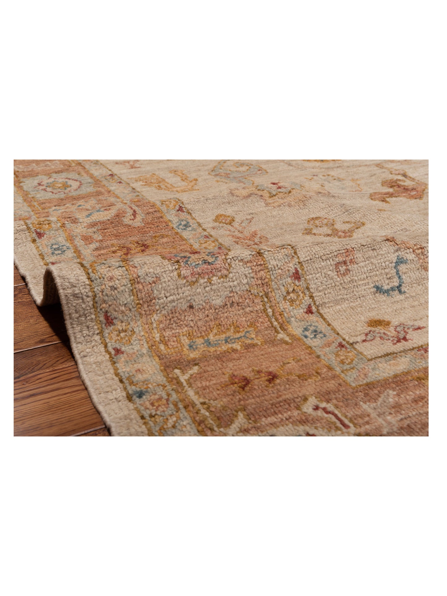 Angora Oushak 128455 Ivory Pink 6x13.10 Hand Knotted Rug