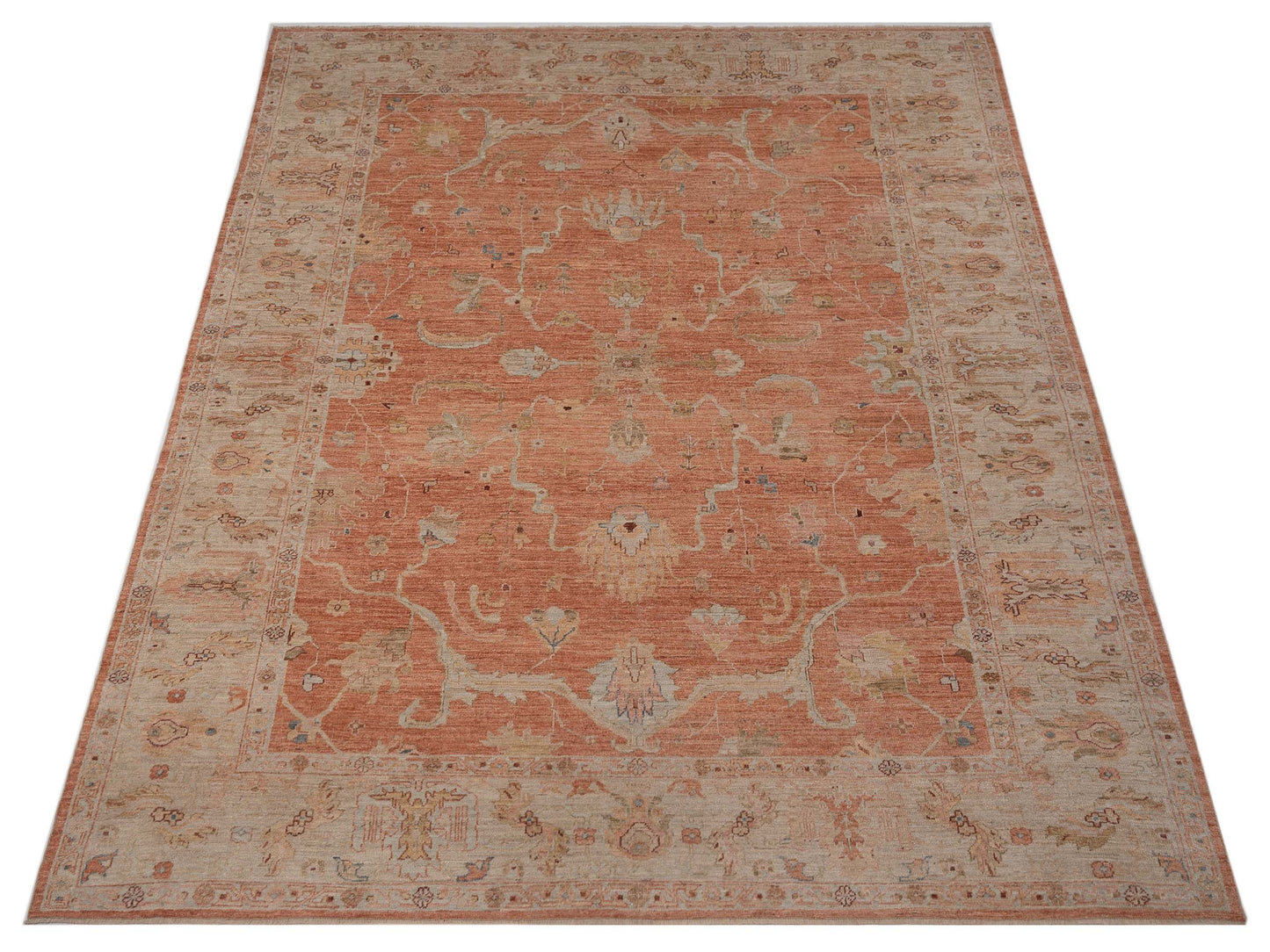 Angora Oushak 149568 Pink Ivory 12.3x16.10 Hand Knotted Rug