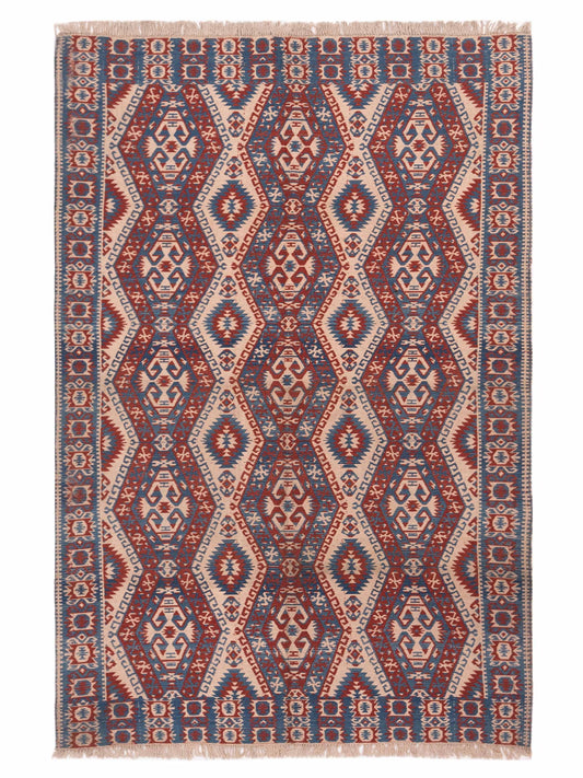 Pasha Kilim  Blue Red Tribal