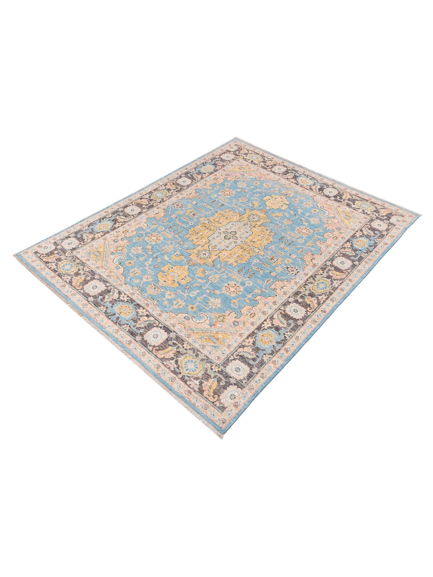 Anadol Oushak 151084 Blue Brown 7.10x9.11 Hand Knotted Rug