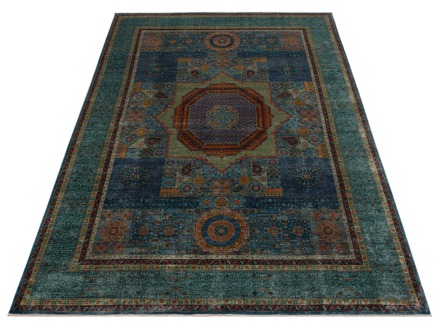 Artisan Mamluk 153561 Blue Turquoise 10.2x14.1 Hand Knotted Rug