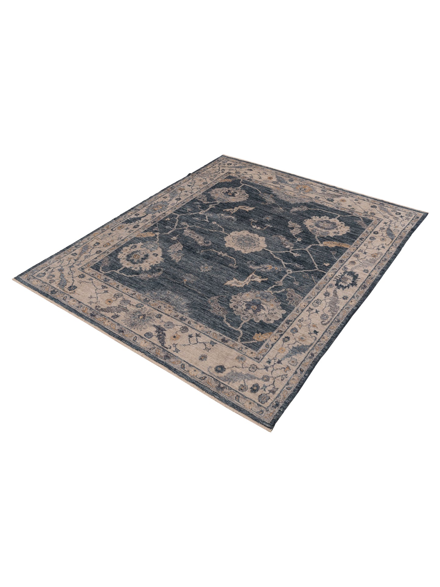 Angora Oushak 155008 Blue Ivory 8.11x10.5 Hand Knotted Rug