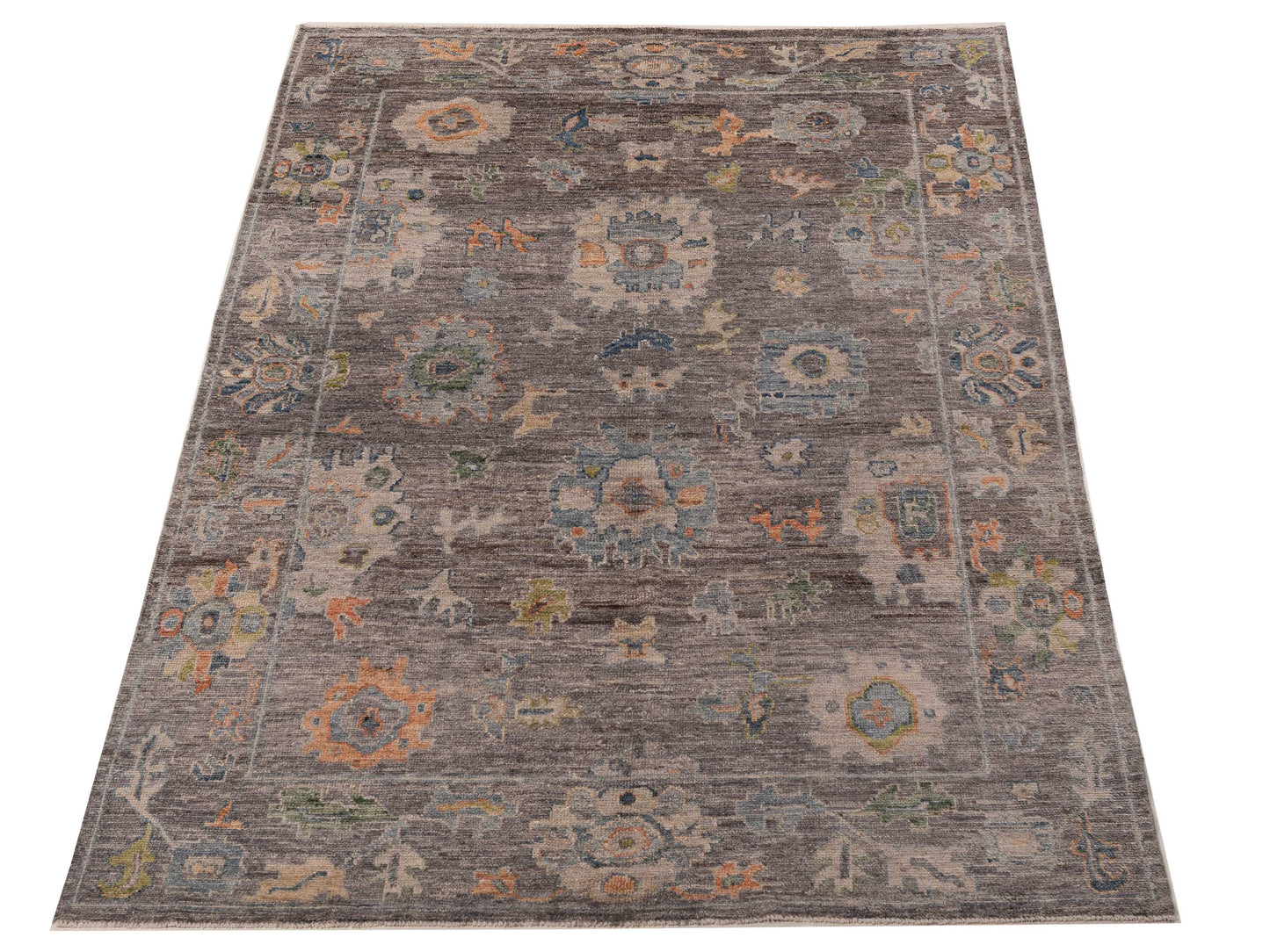 Angora Oushak 156249 Gray Gray 5.9x8.8 Hand Knotted Rug