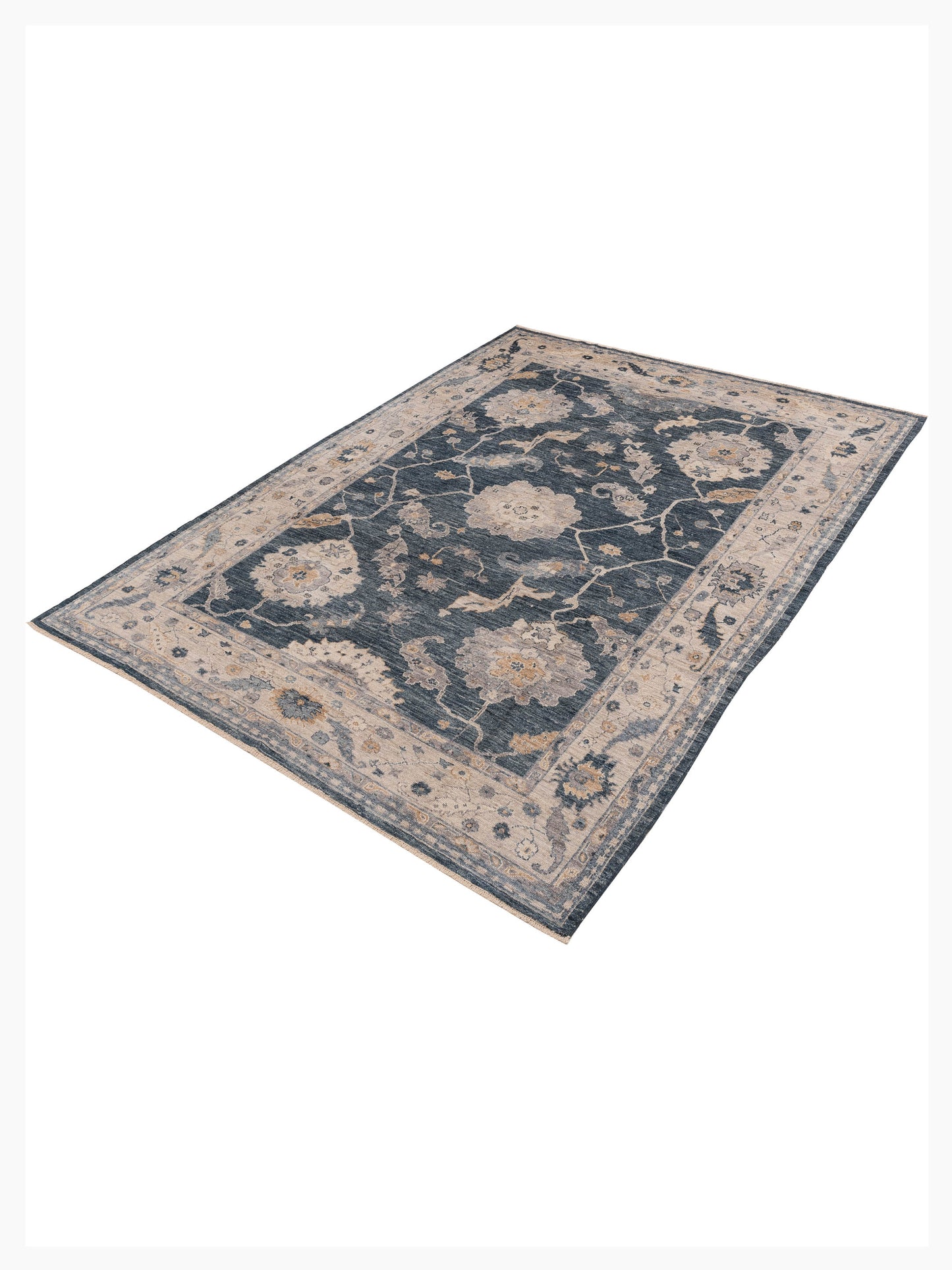 Angora Oushak 155016 Blue Ivory 8.11x12 Hand Knotted Rug