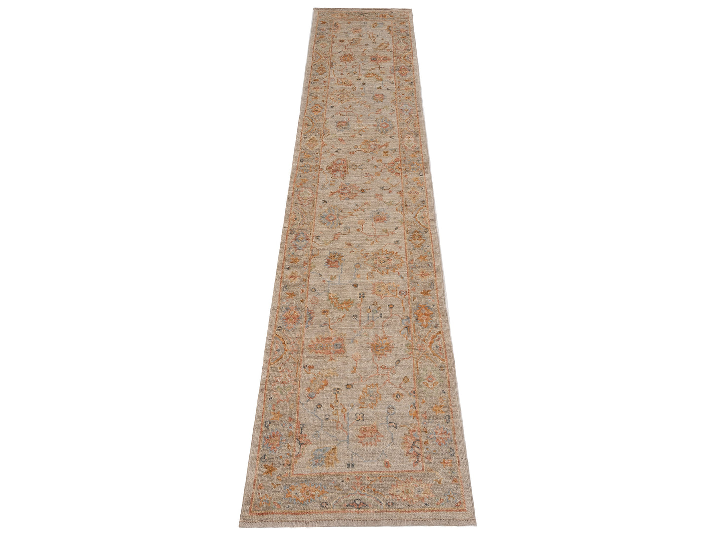 Angora Oushak 149352 Ivory Silver 2.6x11.10 Hand Knotted Rug