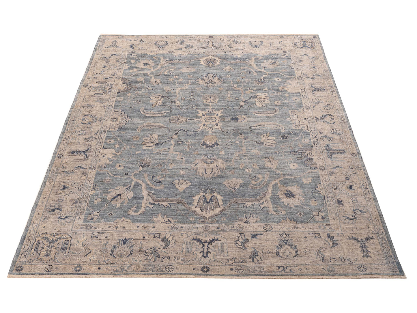 Angora Oushak 156124 Blue Gray 9.1x11.8 Hand Knotted Rug