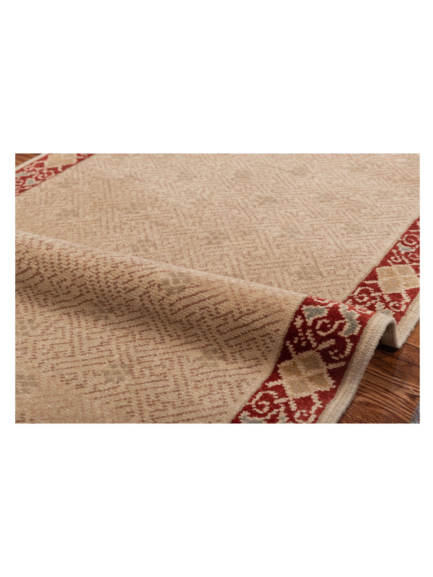 Antique Loom 104488 Beige Red 2.7x10.1 Hand Knotted Rug