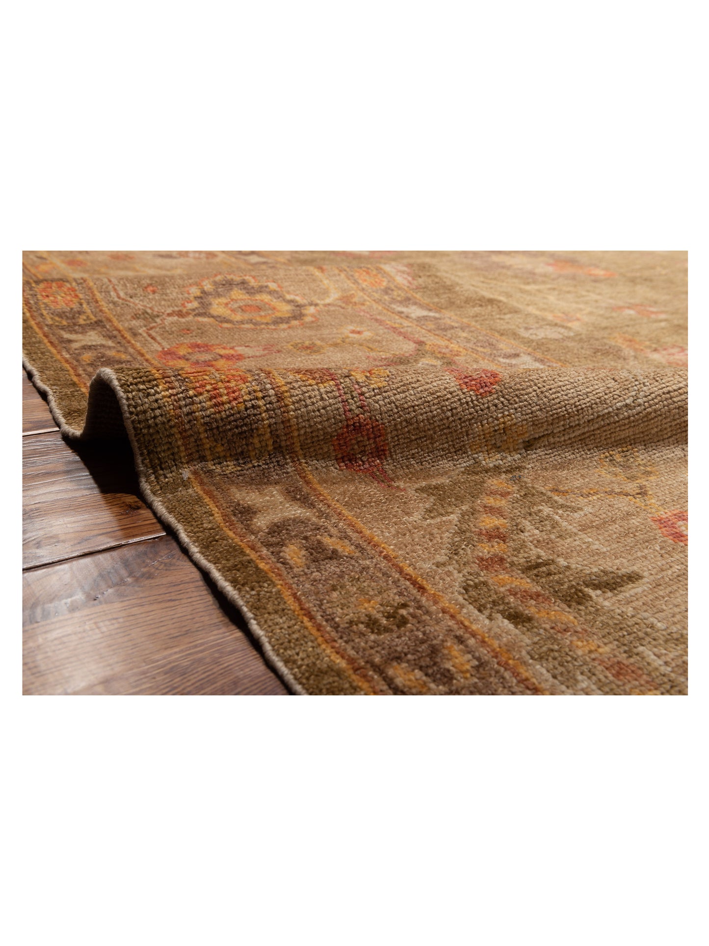 Angora Oushak 107604 Green Light Brown 13.2x16.2 Hand Knotted Rug