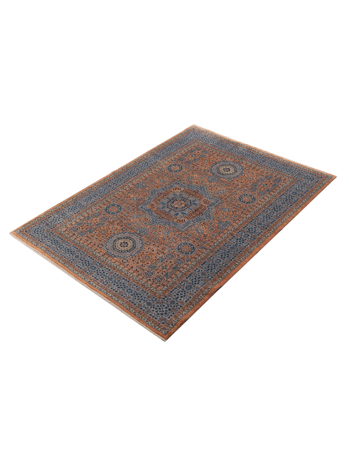 Artisan Mamluk 154753 Orange Gray 5.8x7.11 Hand Knotted Rug