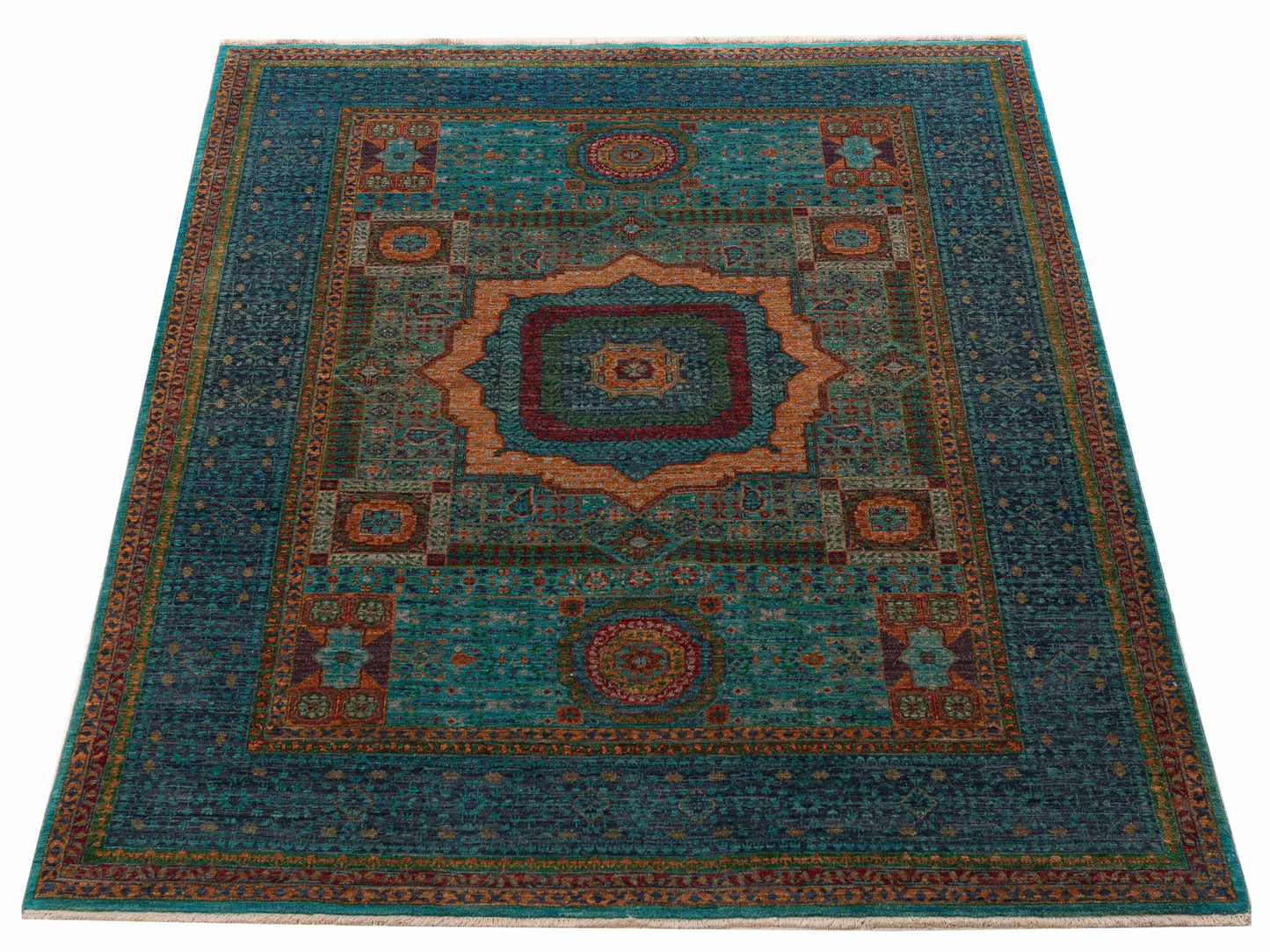Artisan Mamluk 154787 Blue Blue 5.10x7.8 Hand Knotted Rug