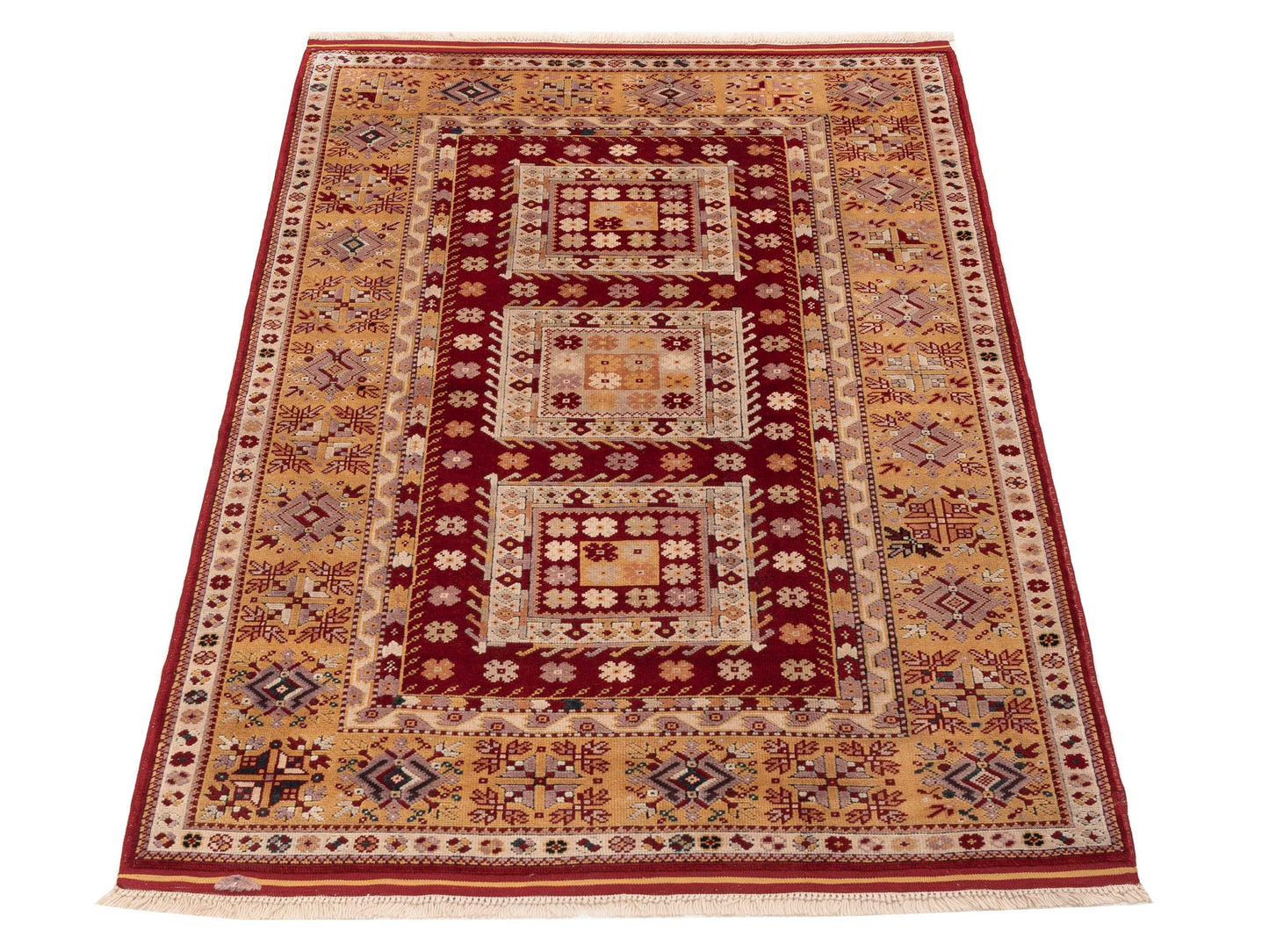 Turkish Shirwan 145201 Red Gold 4.6x7.7 Hand Knotted Rug