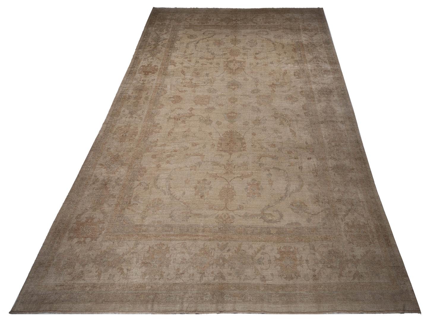Angora Oushak 114012 Beige Beige 15.6x19.8 Hand Knotted Rug