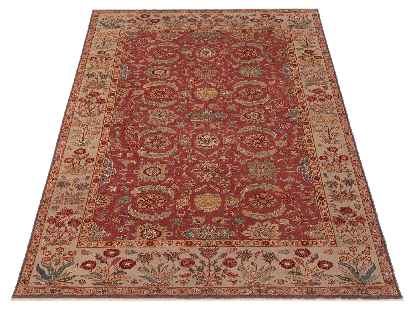 Antique Loom 104522 Red Cream 9.4x13.3 Hand Knotted Rug
