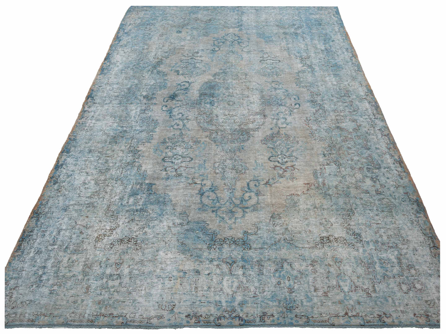 Vintage 130325 Blue 9.6x13.3 Hand Knotted Rug