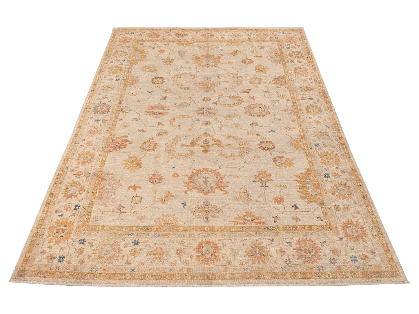 Angora Oushak 154372 Beige Beige 10.3x13.11 Hand Knotted Rug