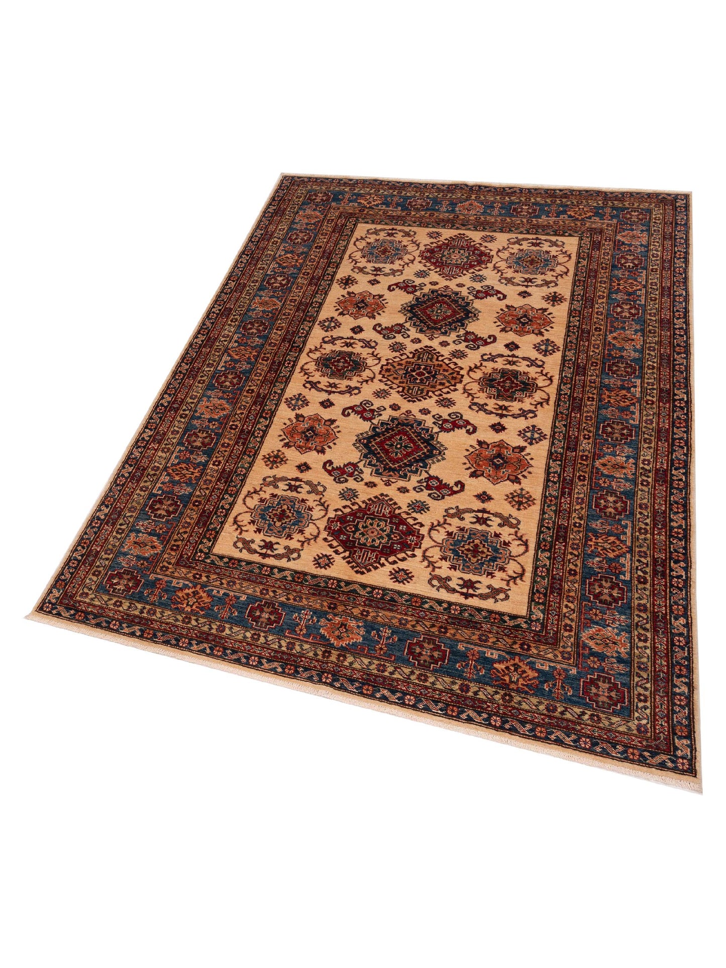 Kazak 148933 Ivory Navy 5.9x8.1 Hand Knotted Rug