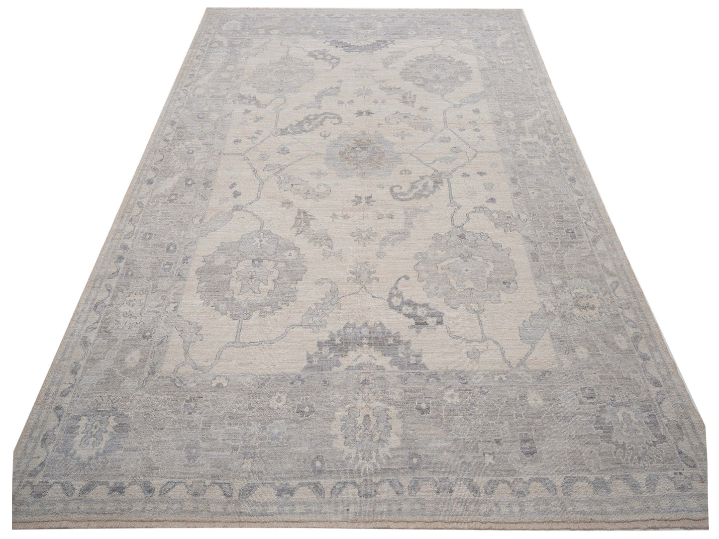 Angora Oushak 146954 Beige Beige 10.4x13.3 Hand Knotted Rug
