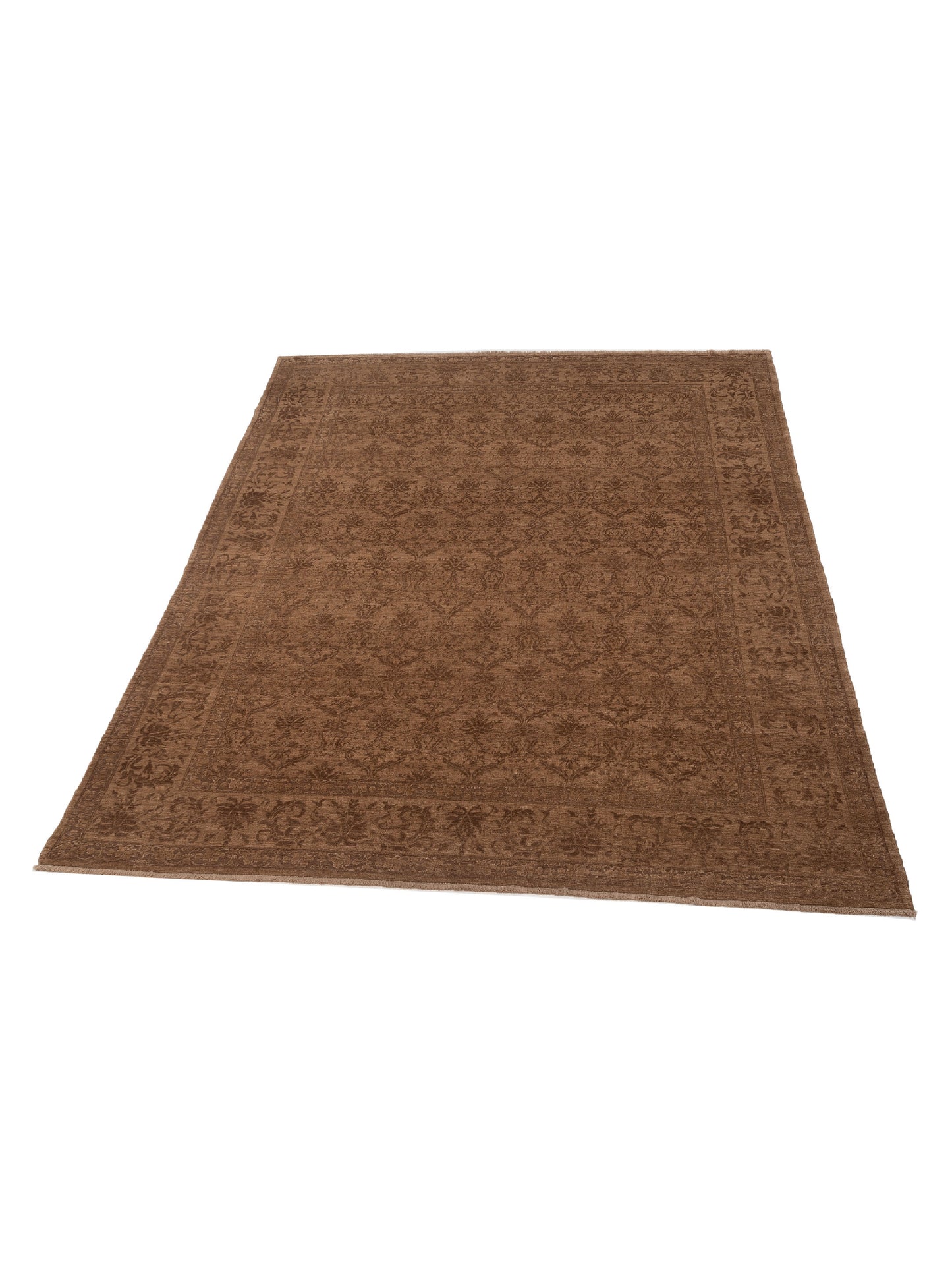 Defne Begonia Dark Brown Brown 9.4x11.11 Hand Knotted Rug