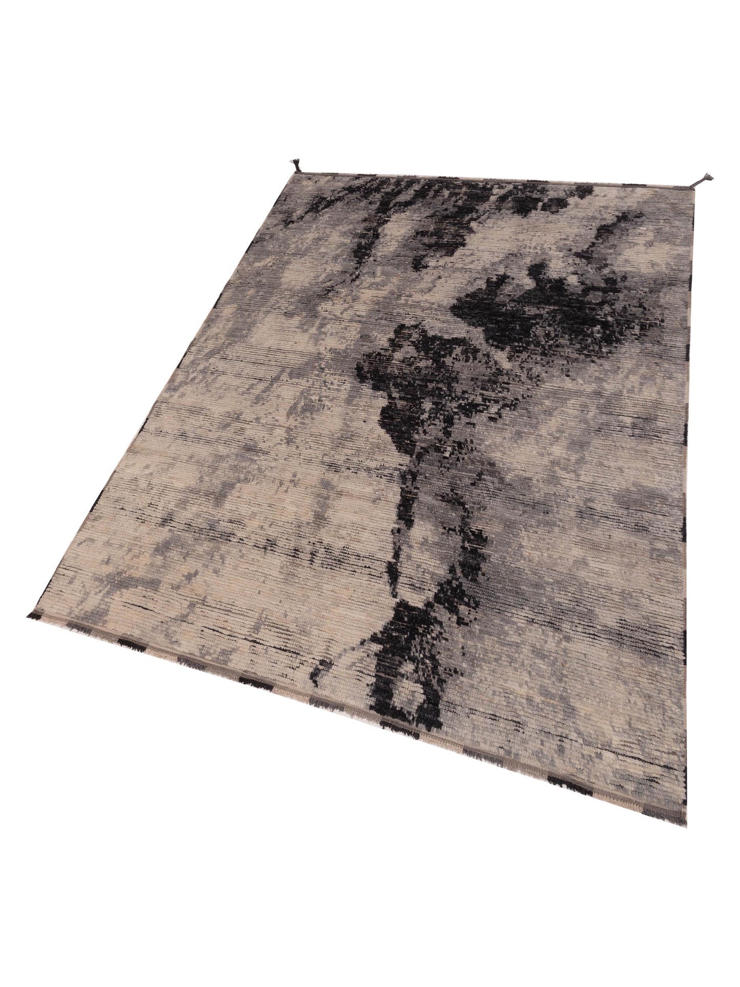 Berber Myra Ivory Black 5.11x8.8 Hand Knotted Rug