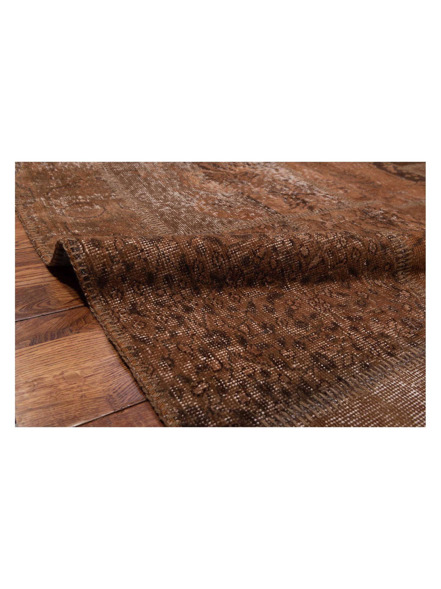 Turkish Vestige Patchwork 142814 Brown 8.3x11.6 Hand Knotted Rug