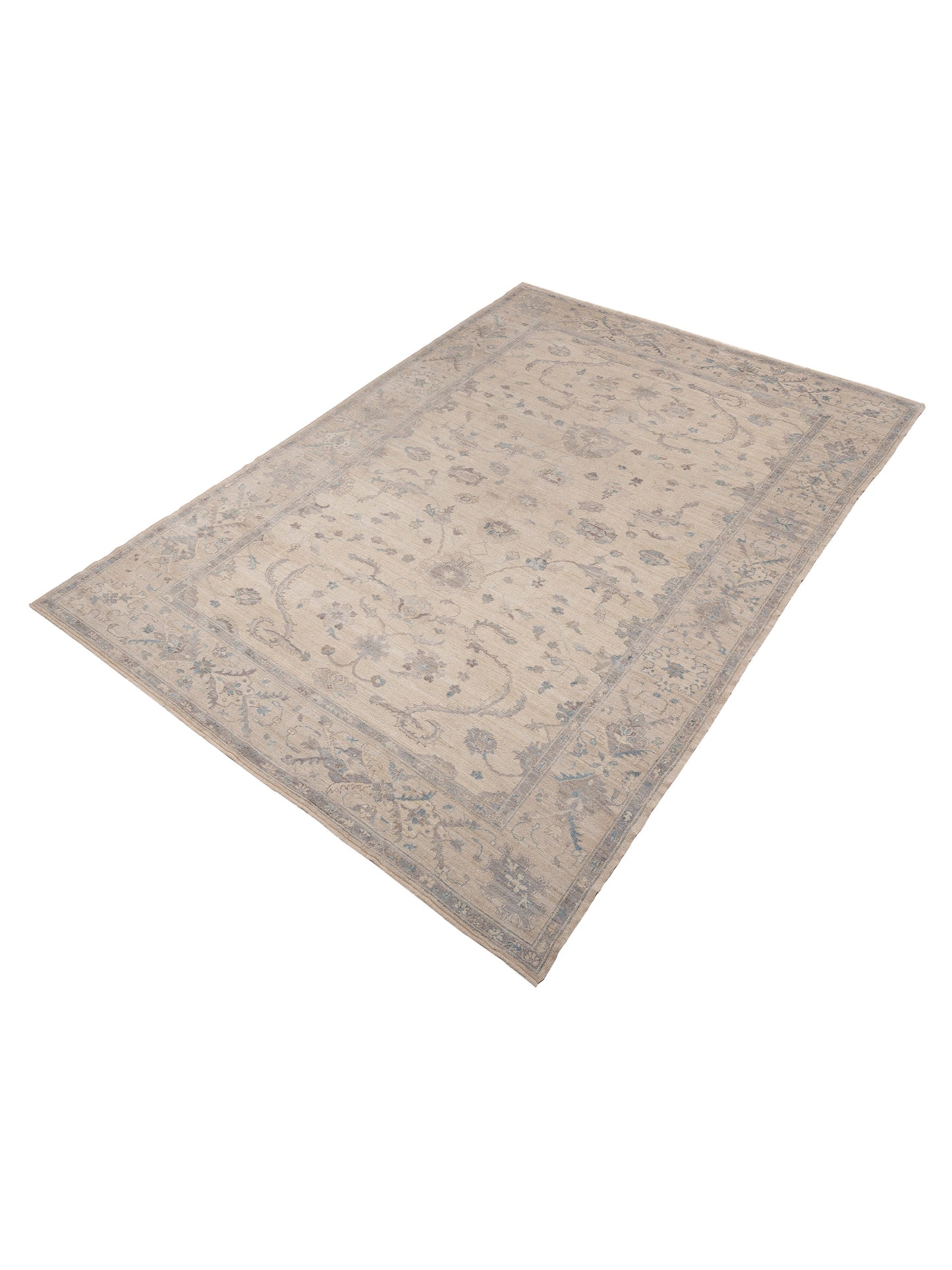Angora Oushak 124273 Ivory Ivory 11.9x16.9 Hand Knotted Rug