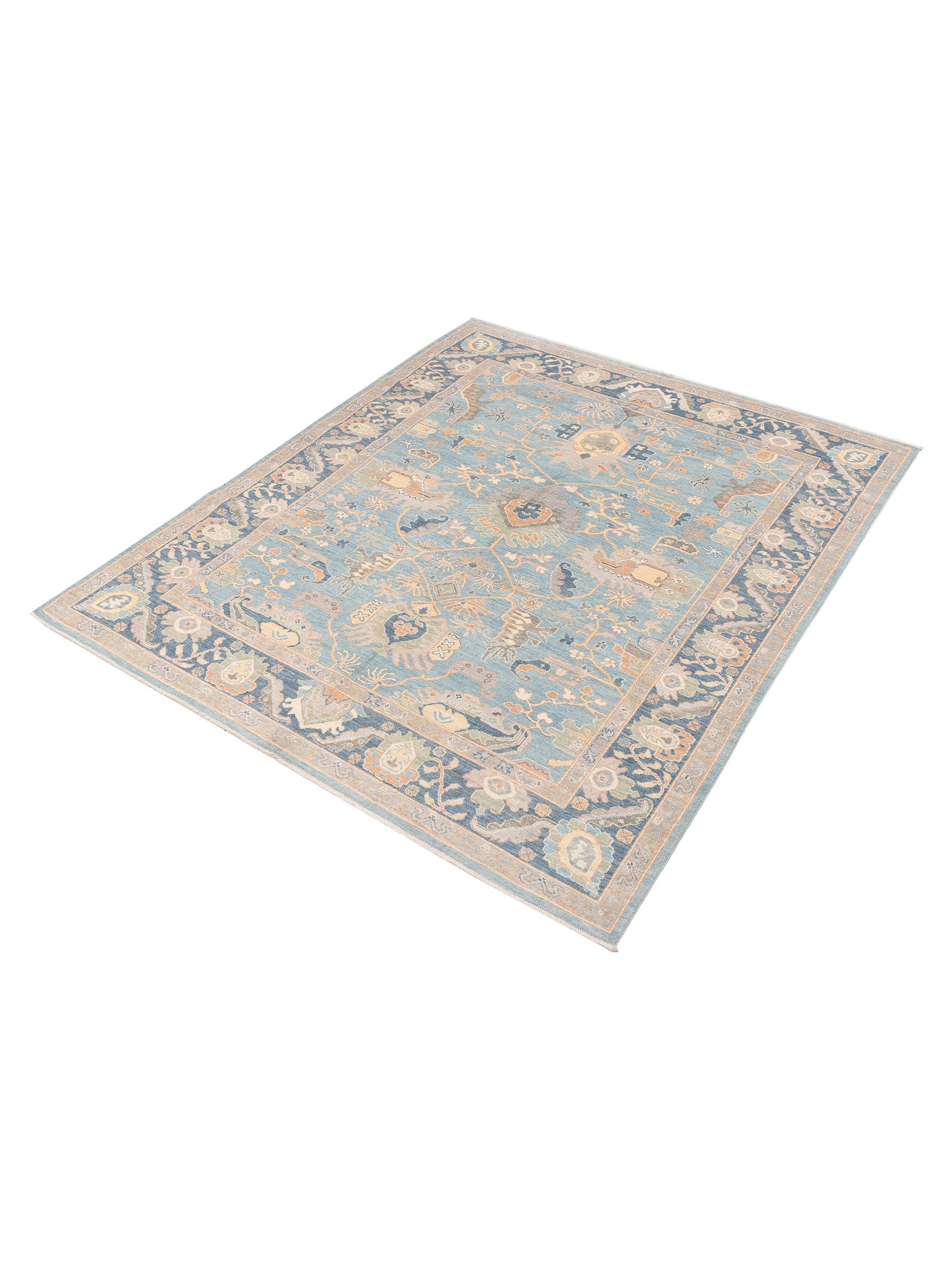 Anadol Oushak 151060 Blue Blue 8.2x9.9 Hand Knotted Rug