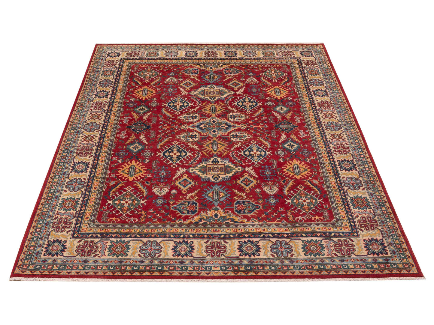 Kazak 151928 Red Ivory 8.2x10.2 Hand Knotted Rug