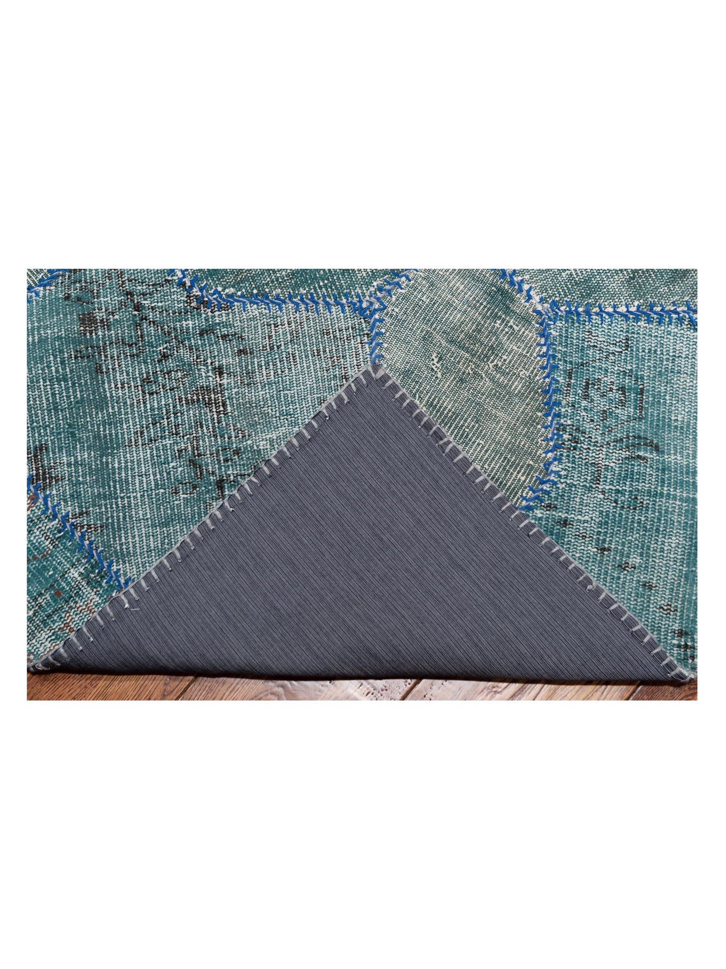 Turkish Vestige Patchwork 108880 Blue 10.10x15.9 Hand Knotted Rug