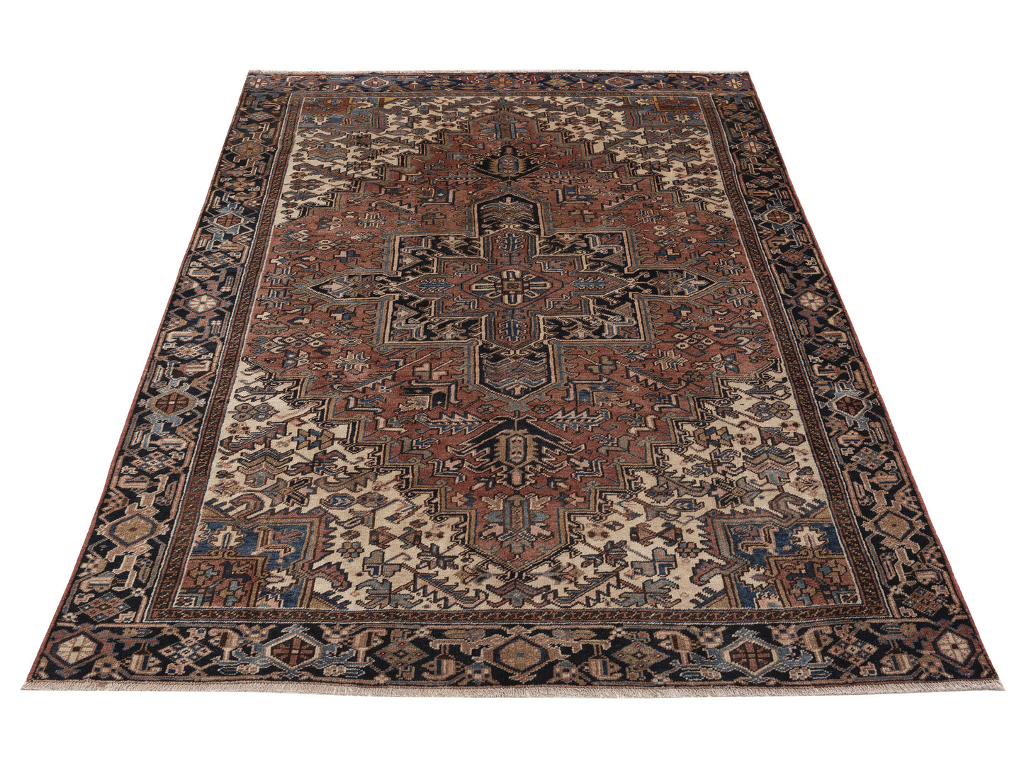 Persian 153623 Brown Navy 7.10x11.1 Hand Knotted Rug