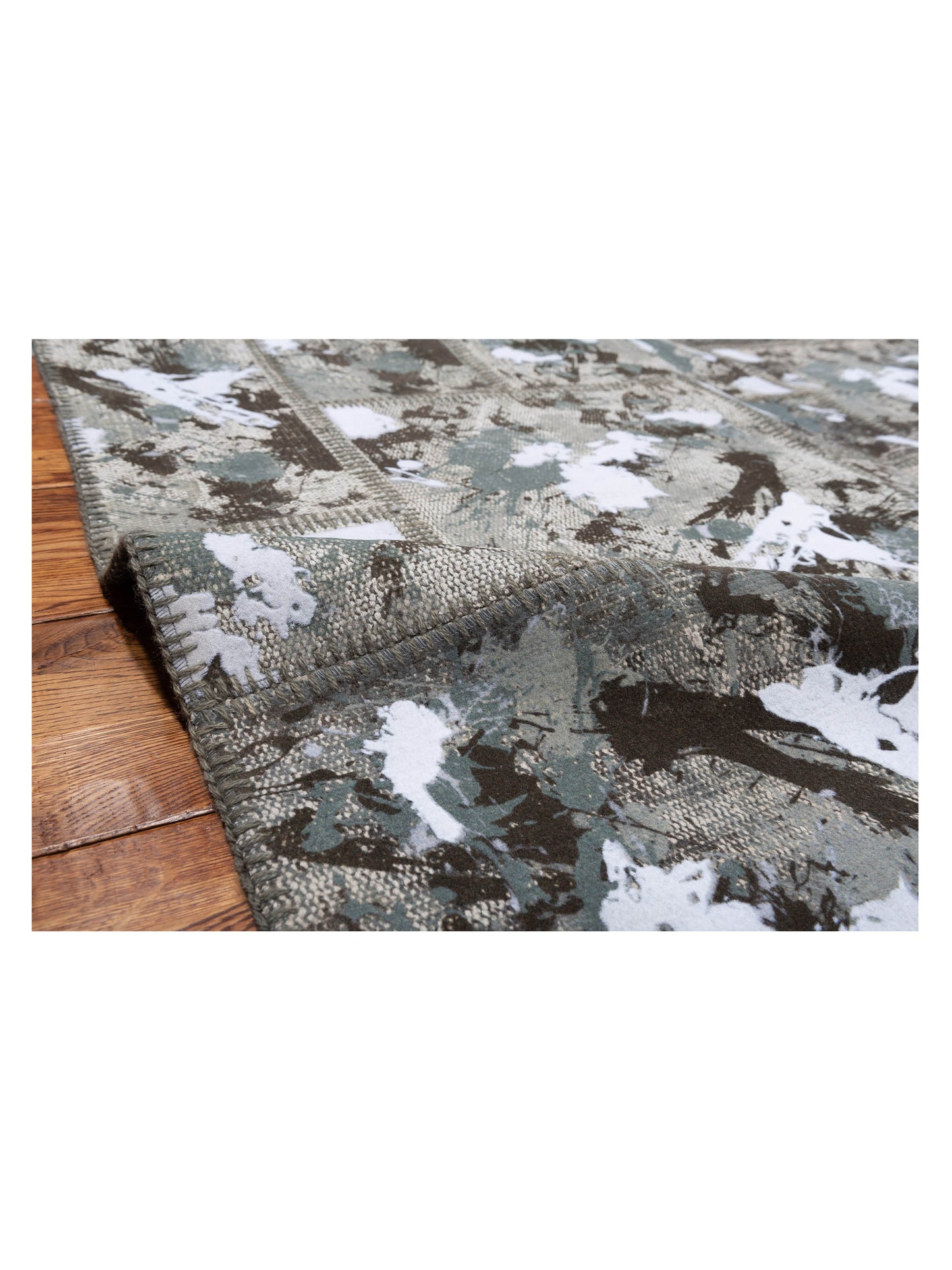 Turkish Vestige Patchwork 142799 Olive 8.3x9.10 Hand Knotted Rug