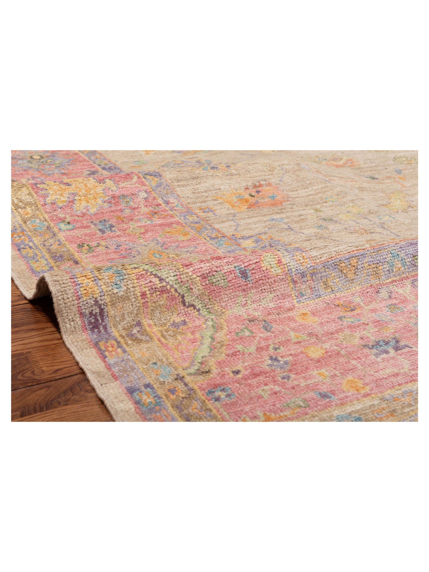 Angora Oushak 149722 Light Brown Pink 7.7x9 Hand Knotted Rug