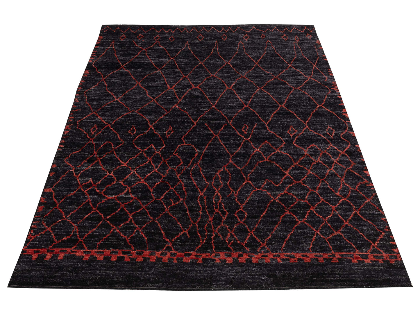 Berber Aspendos Charcoal Red 9.5x13.1 Hand Knotted Rug