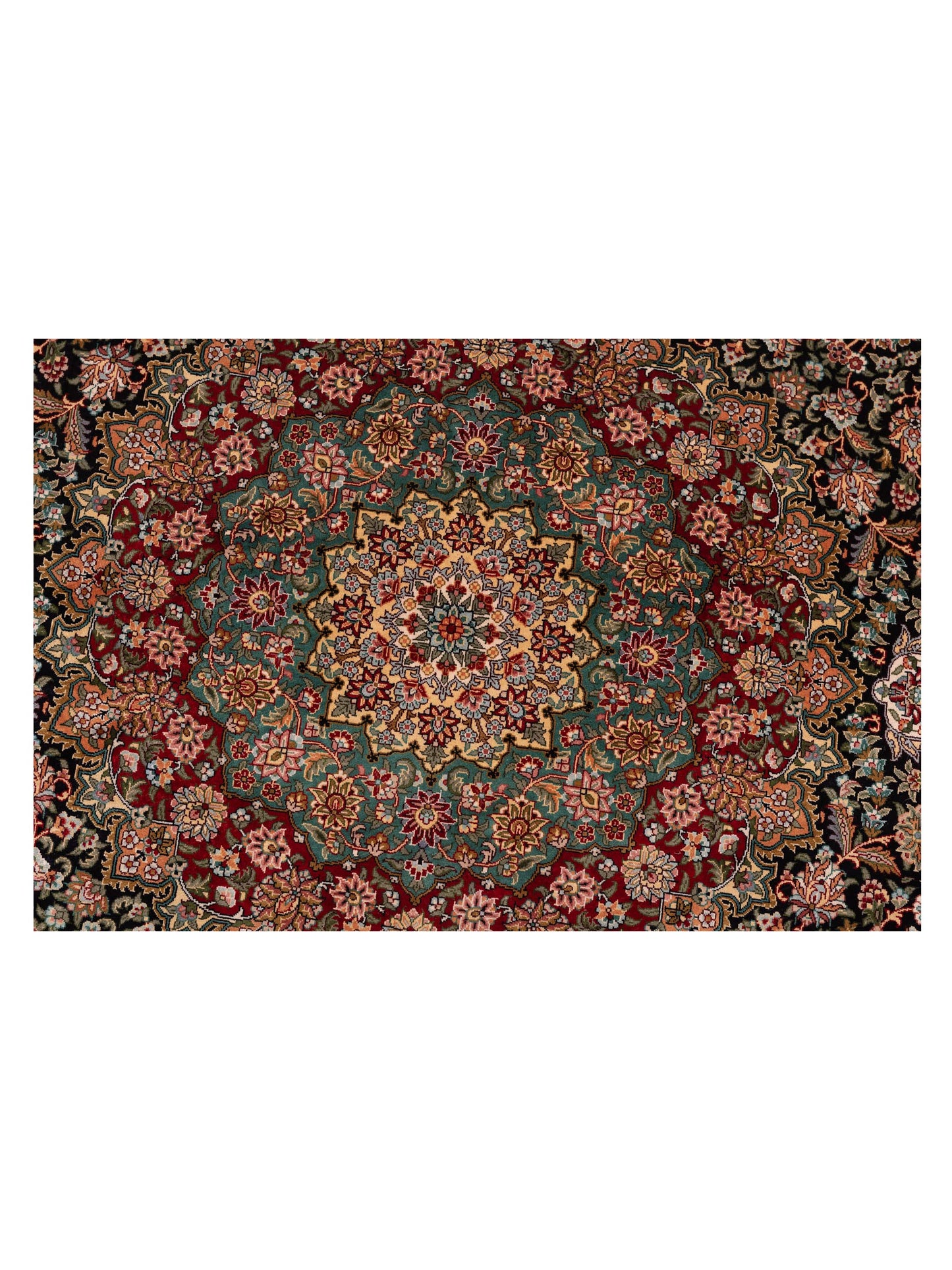 Pure Silk 124203 Navy Red 8x8 Hand Knotted Rug
