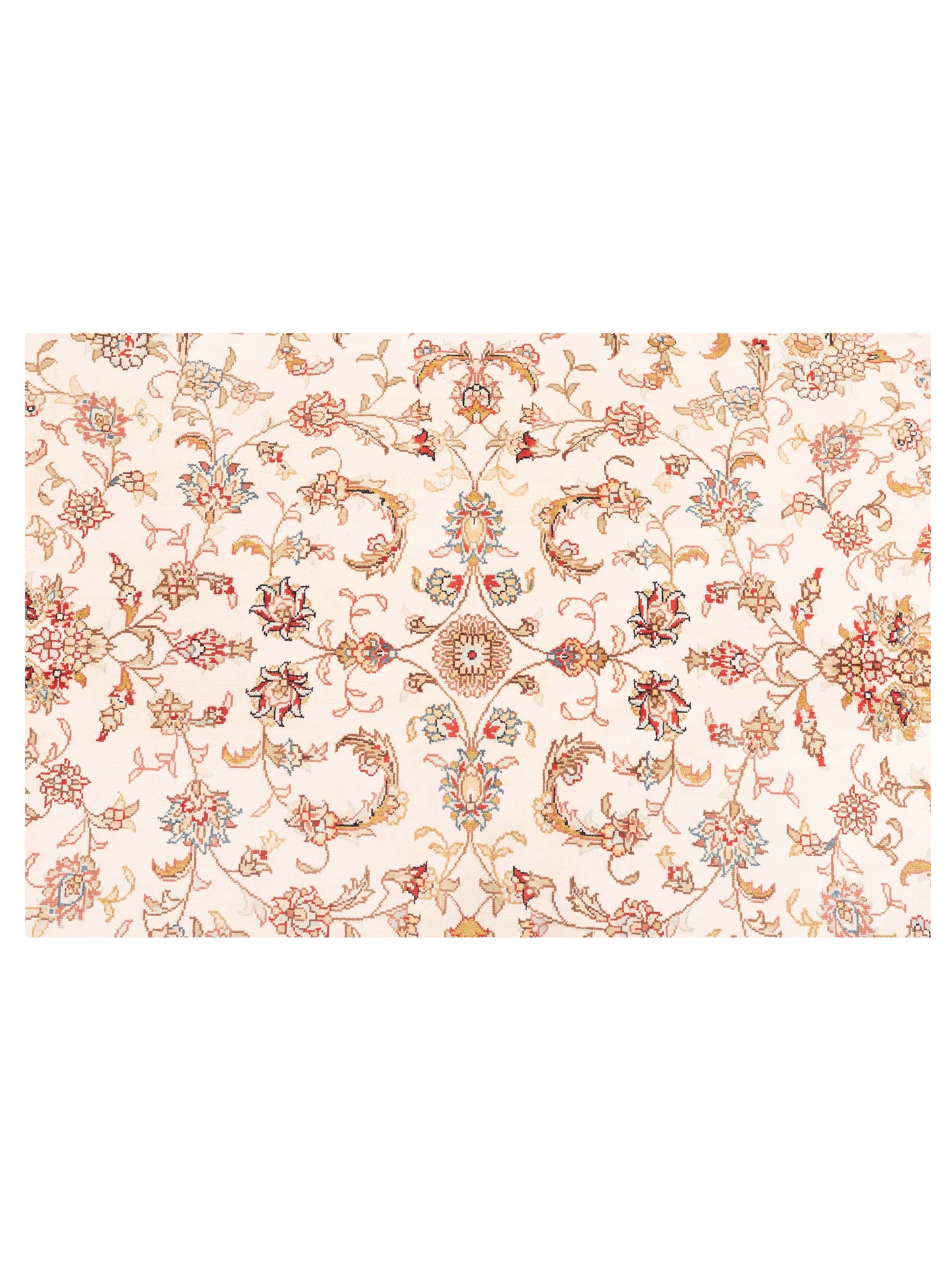 Pure Silk 109747 Ivory Red 5.1x7.9 Hand Knotted Rug