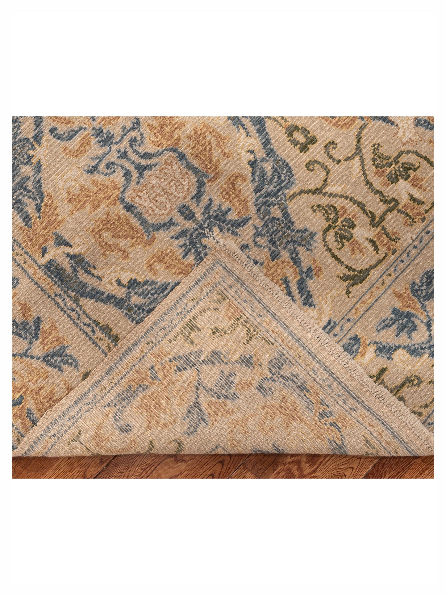 Bouquet 116224 Beige Blue 10.6x12.6 Hand Knotted Rug