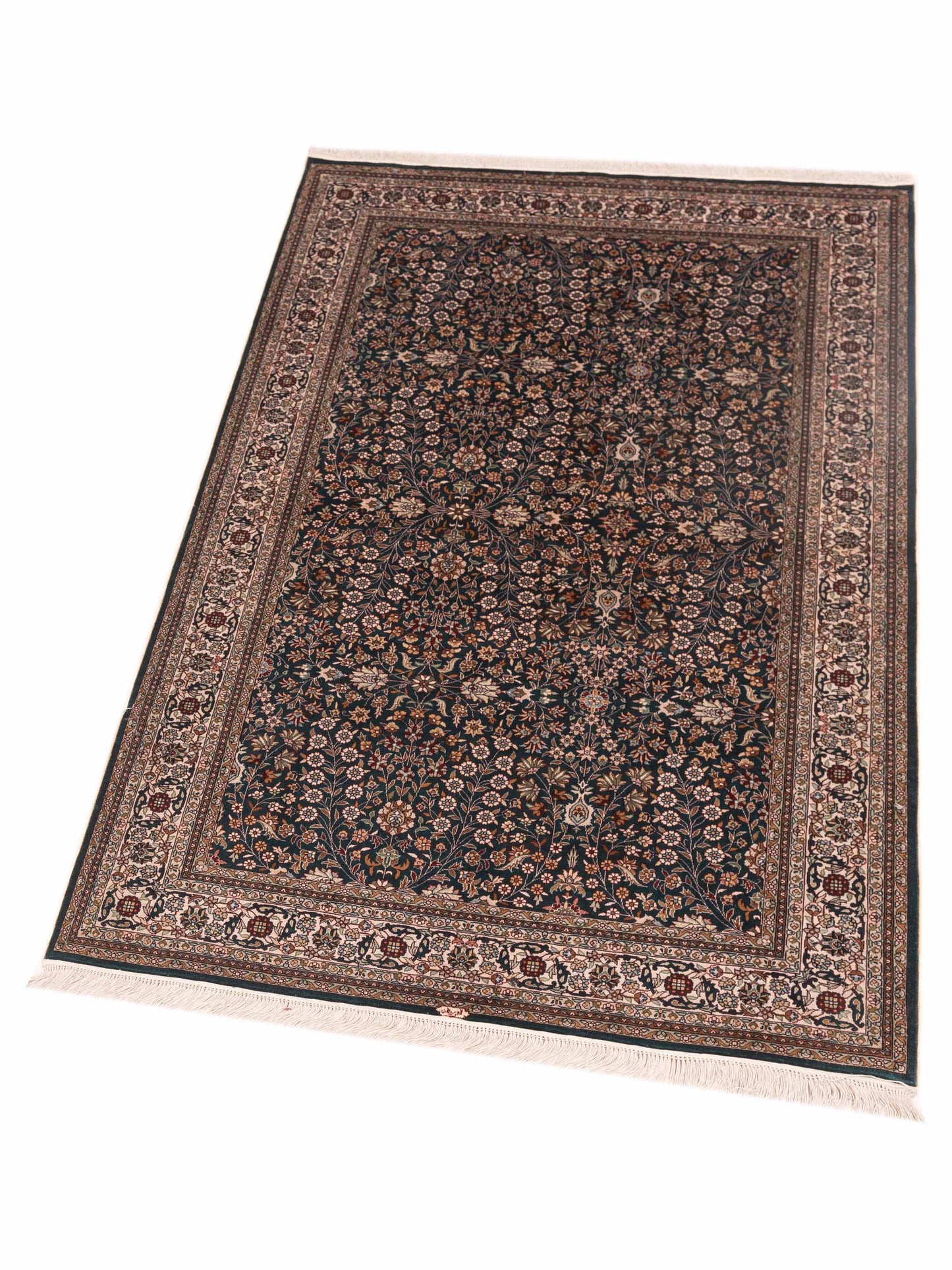 Pure Silk 120736 Green Ivory 3.1x5.1 Hand Knotted Rug