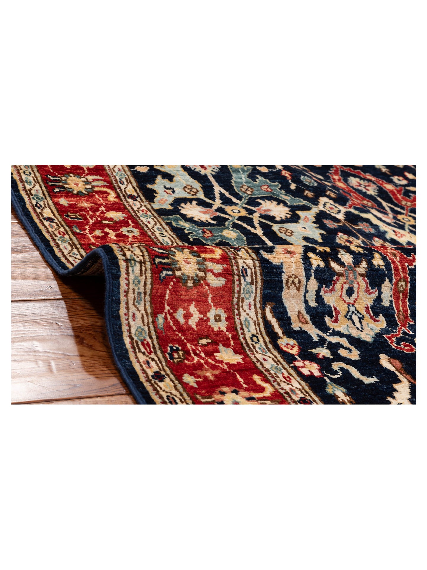 Sultan 152360 Dark Blue Red 4.10x6.7 Hand Knotted Rug