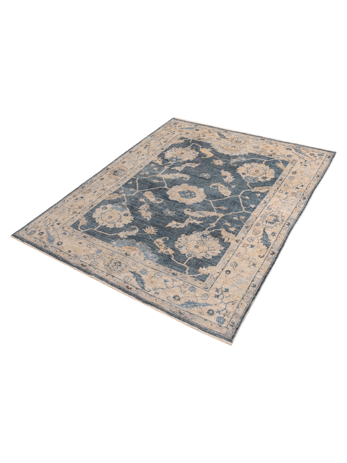 Angora Oushak 154265 Blue Ivory 8x9.8 Hand Knotted Rug
