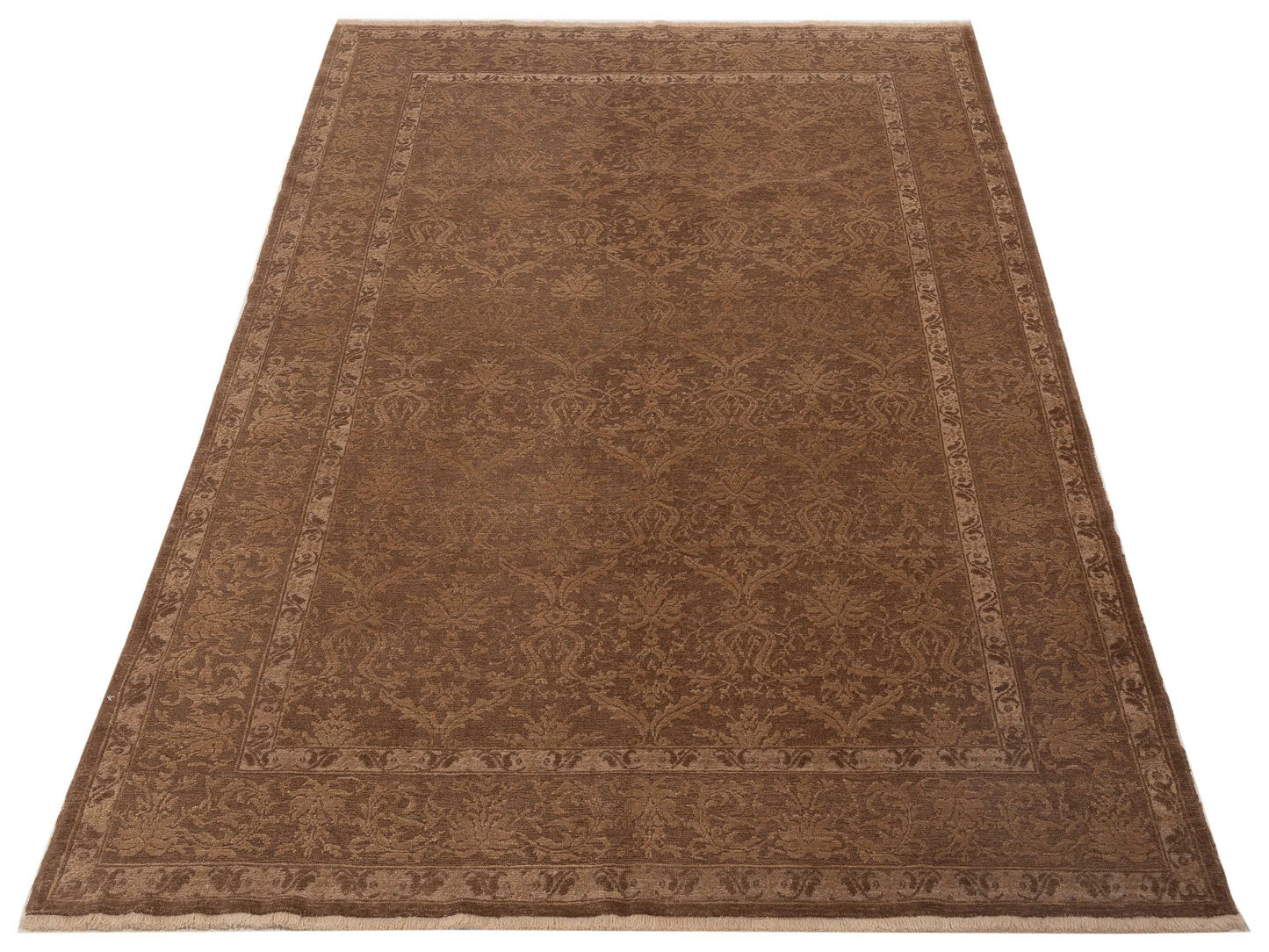 Defne Begonia Dark Brown Light Brown 6.3x9 Hand Knotted Rug