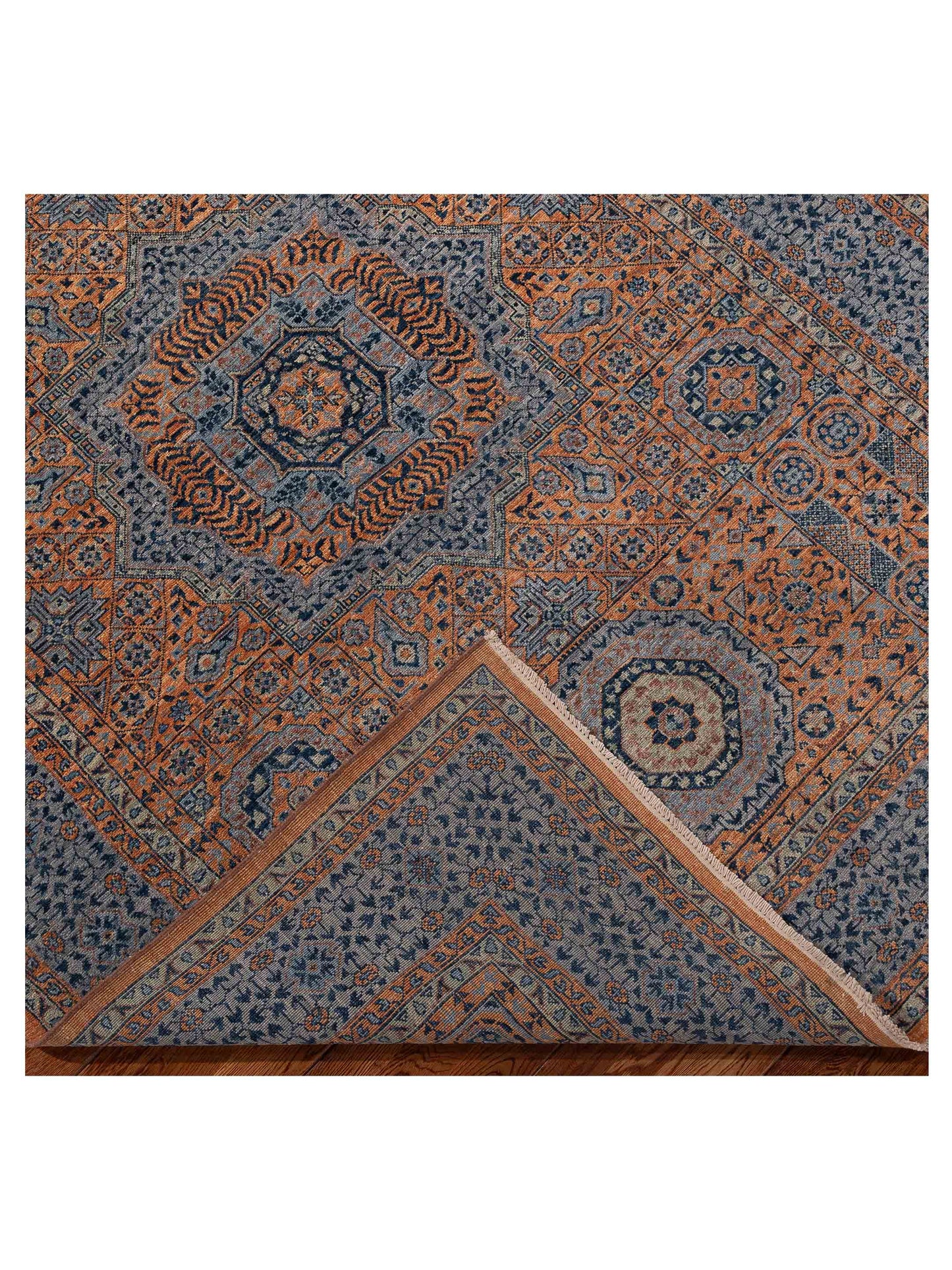 Artisan Mamluk 154753 Orange Gray 5.8x7.11 Hand Knotted Rug