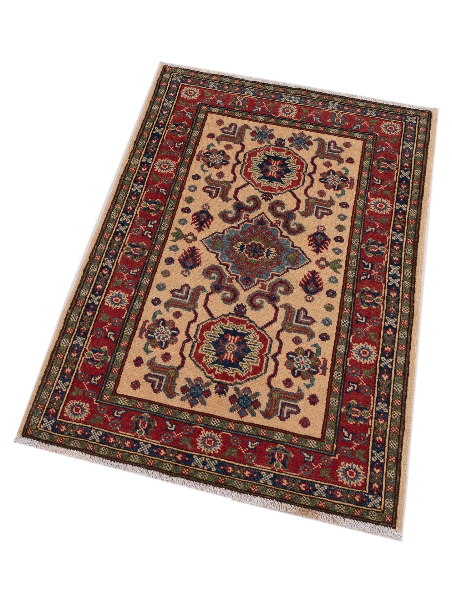 Kazak 148821 Ivory Red 2.8x4.1 Hand Knotted Rug