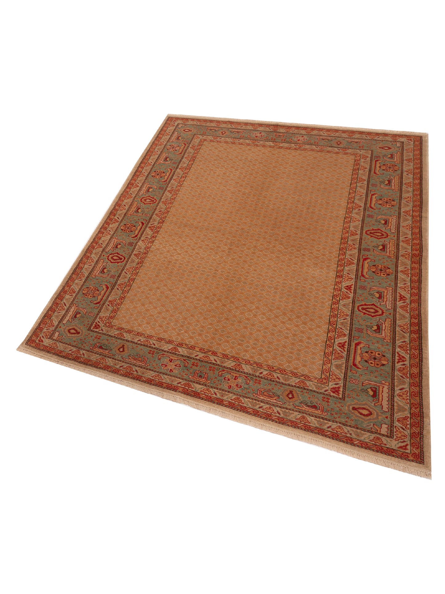 Antique Loom 147373 Camel Blue 6.10x8.3 Hand Knotted Rug